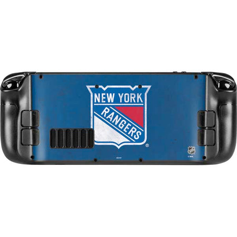 NHL New York Rangers Distressed Steam Deck Handheld Gaming Computer Skin